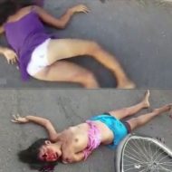 【グロ動画】パンツ丸出しの子とおっぱい丸出しの女の子が死んでる事故現場から事故の凄まじさをリポートしてみる