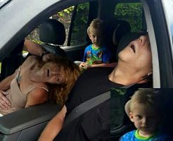 【衝撃画像】ヘロイン中毒の美人ママが交通事故した直後の子供のリアクションがホラーレベル・・・