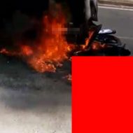 バスと接触事故を起こしたバイクが炎上して運転手も炎上してるんだが…
