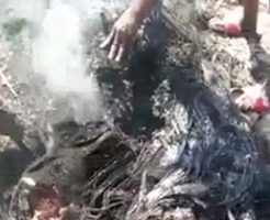 身体を燃やされ真っ黒になった男のペニスが食われるカニバリズム映像