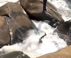 滝で撮影される男性はどう見ても溺れてるｗ