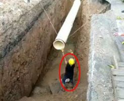 配管を設置する作業中に土の壁が崩れて飲み込まれて死亡した配管工…
